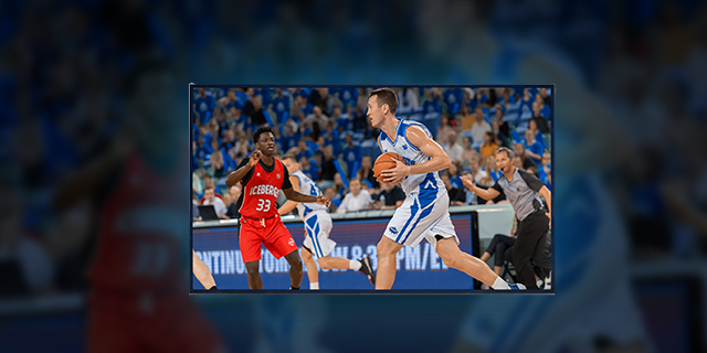 Basketball game showing on TV