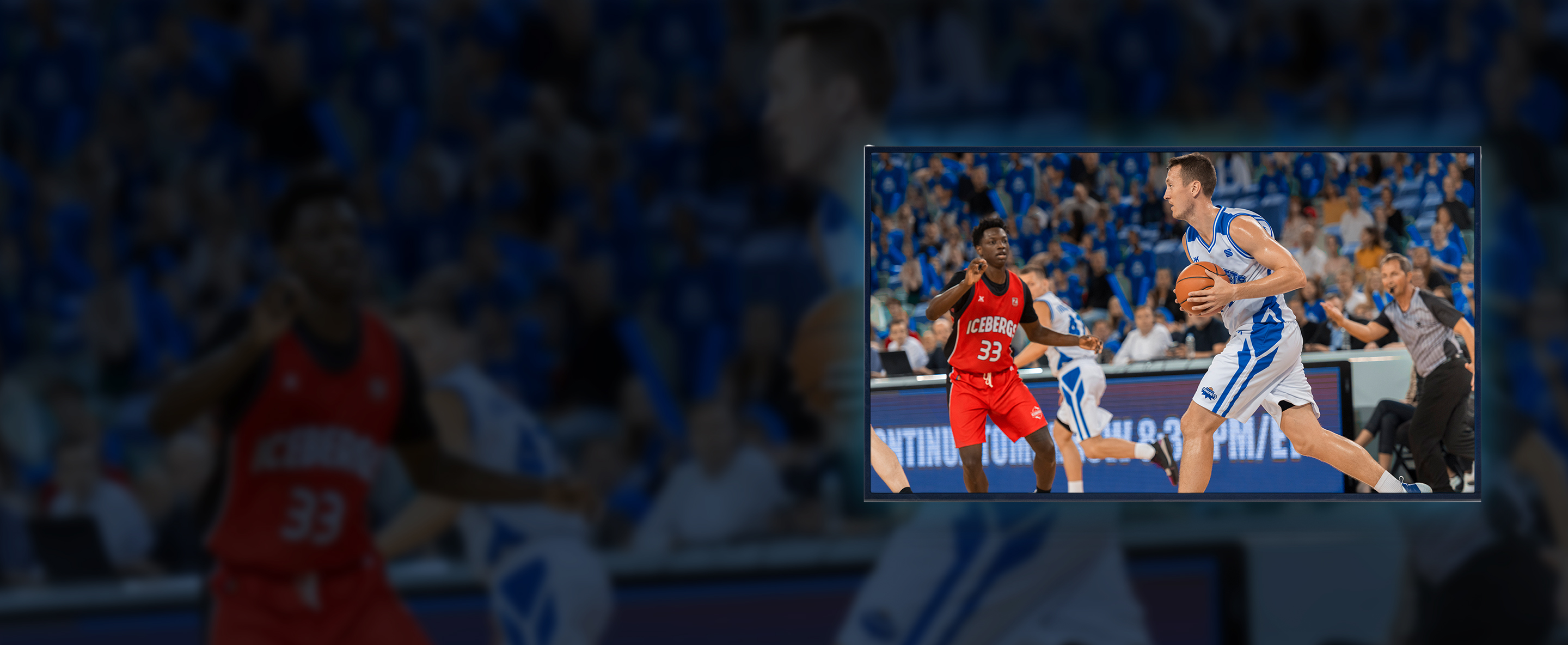 Basketball game showing on TV